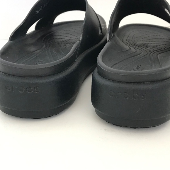 Crocs Brooklyn Luxe Cross Strap Sandals Black Women’s Size 8 - Picture 9 of 16